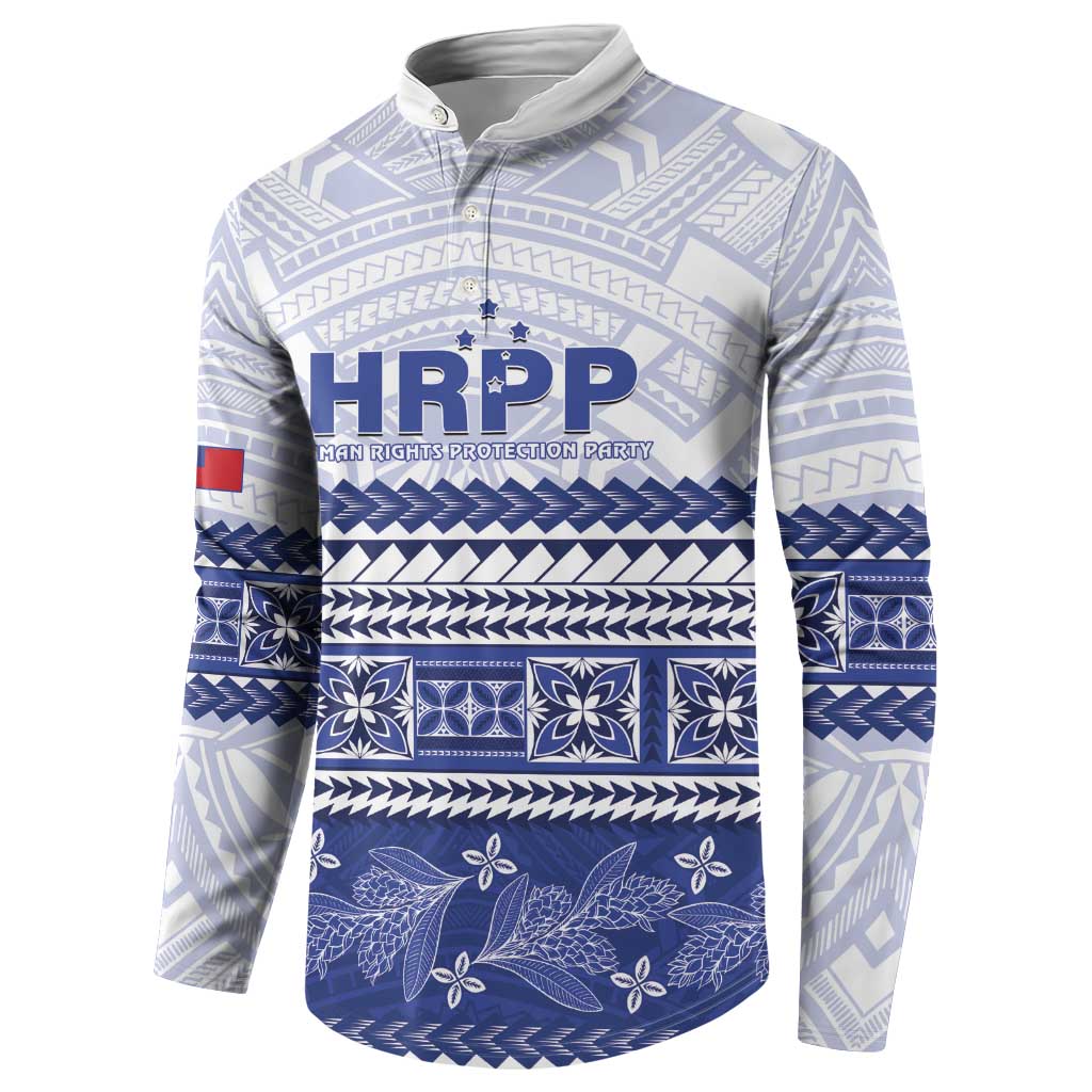 Personalised HRPP Samoa Siapo Button Sweatshirt Teuila Flowers Samoan Pattern LT14 - Polynesian Pride
