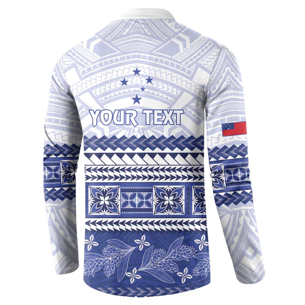 Personalised HRPP Samoa Siapo Button Sweatshirt Teuila Flowers Samoan Pattern LT14 - Polynesian Pride