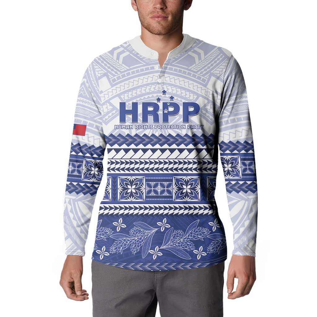 Personalised HRPP Samoa Siapo Button Sweatshirt Teuila Flowers Samoan Pattern LT14 - Polynesian Pride