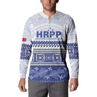 Personalised HRPP Samoa Siapo Button Sweatshirt Teuila Flowers Samoan Pattern LT14 - Polynesian Pride
