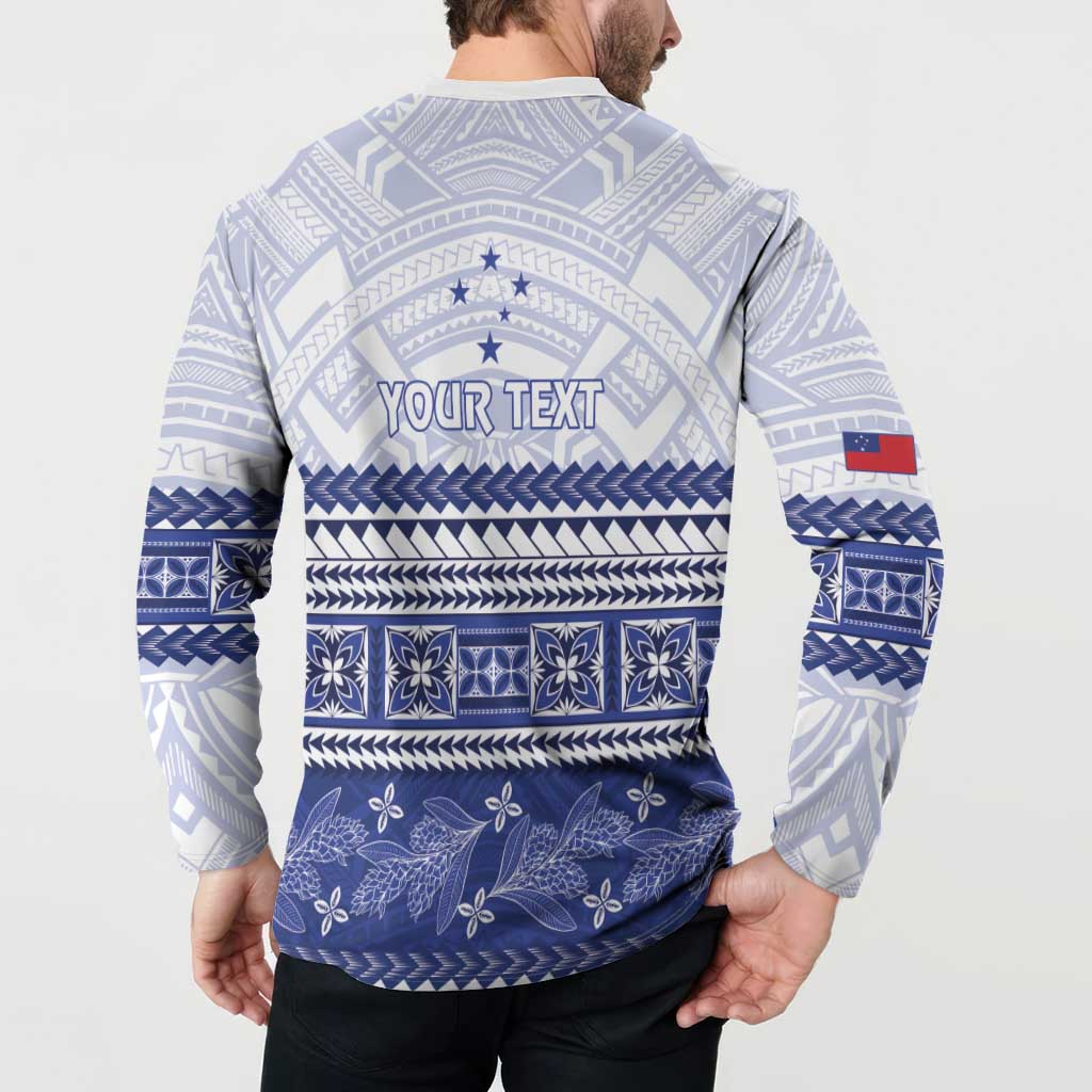 Personalised HRPP Samoa Siapo Button Sweatshirt Teuila Flowers Samoan Pattern LT14 - Polynesian Pride