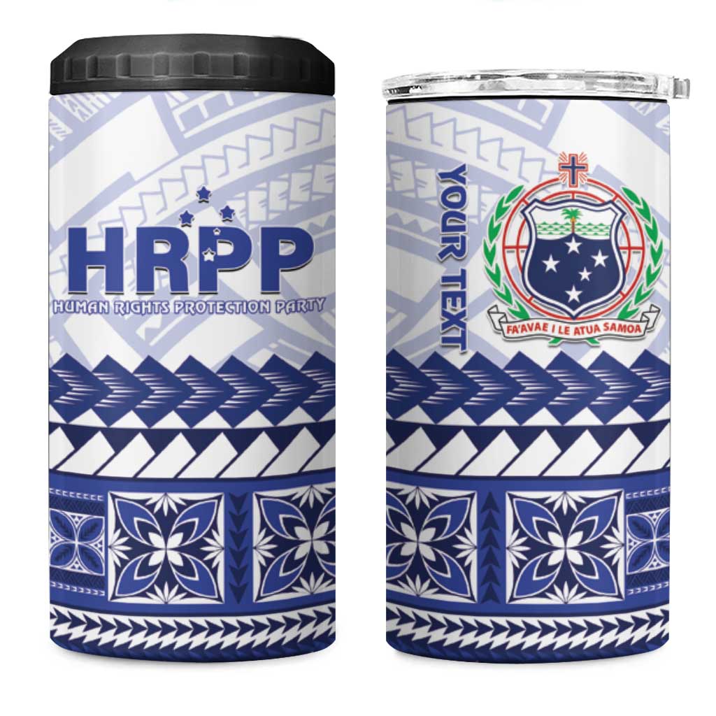 Personalised HRPP Samoa Siapo 4 in 1 Can Cooler Tumbler Teuila Flowers Samoan Pattern LT14 One Size: 16 oz White - Polynesian Pride
