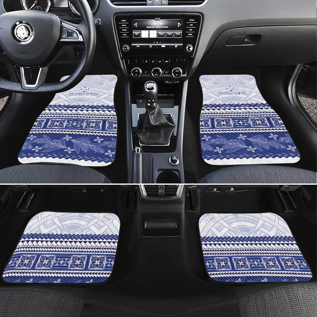 Personalised HRPP Samoa Siapo Car Mats Teuila Flowers Samoan Pattern LT14 Set 4pcs White - Polynesian Pride