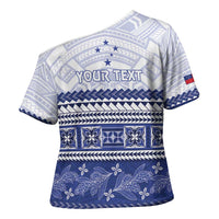 Personalised HRPP Samoa Siapo Cross Shoulder Shirt Teuila Flowers Samoan Pattern LT14 - Polynesian Pride