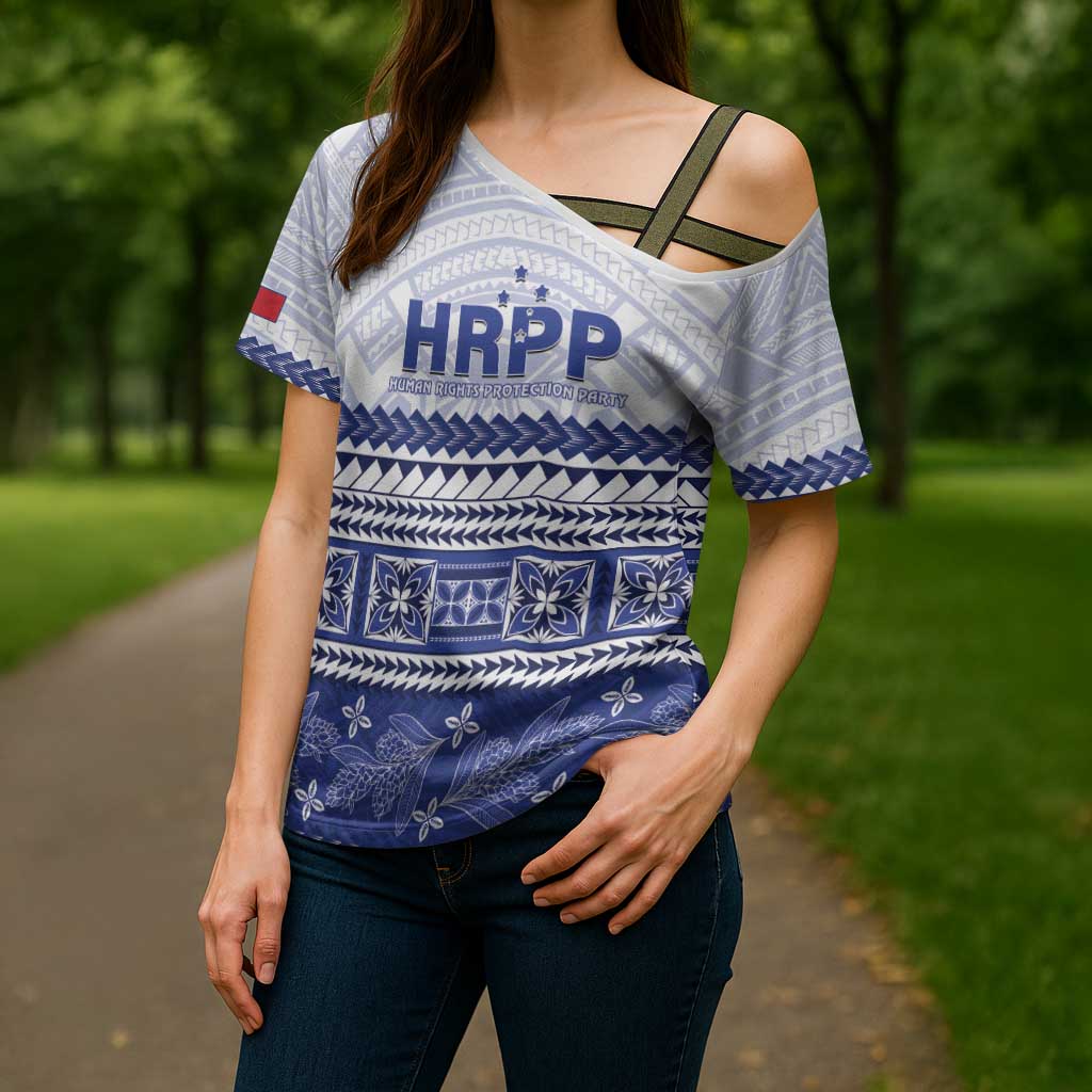 Personalised HRPP Samoa Siapo Cross Shoulder Shirt Teuila Flowers Samoan Pattern LT14 - Polynesian Pride