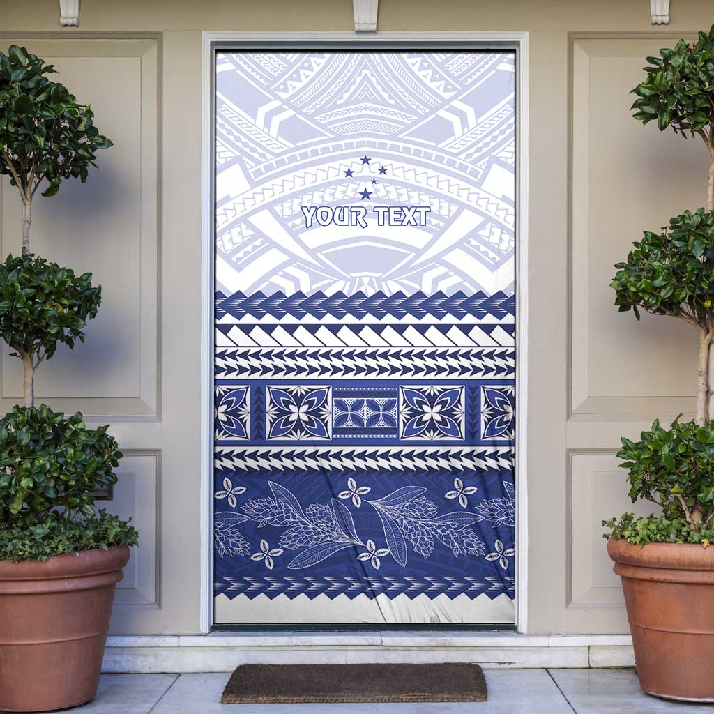 Personalised HRPP Samoa Siapo Door Cover Teuila Flowers Samoan Pattern - Polynesian Pride