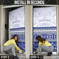 Personalised HRPP Samoa Siapo Door Cover Teuila Flowers Samoan Pattern - Polynesian Pride