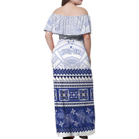 Personalised HRPP Samoa Siapo Family Matching Off Shoulder Maxi Dress and Hawaiian Shirt Teuila Flowers Samoan Pattern - Polynesian Pride