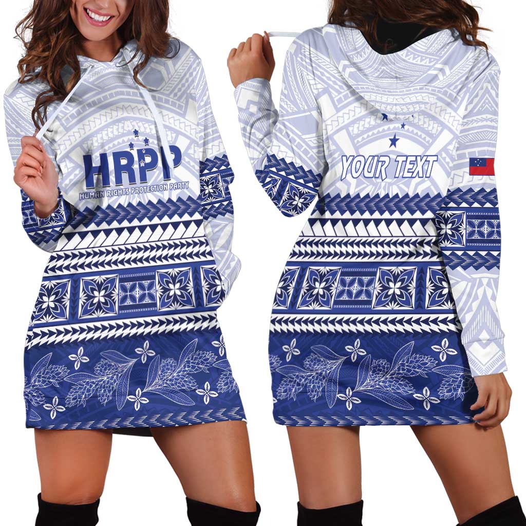 Personalised HRPP Samoa Siapo Hoodie Dress Teuila Flowers Samoan Pattern - Polynesian Pride