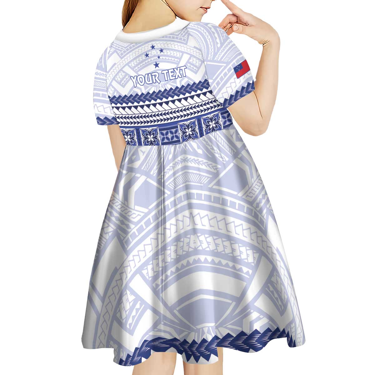 Personalised HRPP Samoa Siapo Kid Short Sleeve Dress Teuila Flowers Samoan Pattern - Polynesian Pride