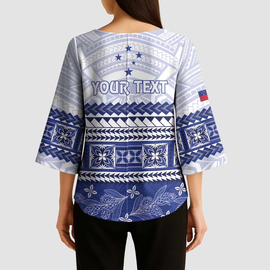 Personalised HRPP Samoa Siapo Kimono Sleeve Blouse Teuila Flowers Samoan Pattern LT14 - Polynesian Pride