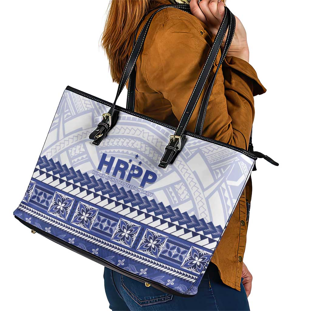 HRPP Samoa Siapo Leather Tote Bag Teuila Flowers Samoan Pattern - Polynesian Pride