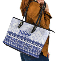 HRPP Samoa Siapo Leather Tote Bag Teuila Flowers Samoan Pattern - Polynesian Pride