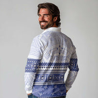 Personalised HRPP Samoa Siapo Long Sleeve Polo Shirt Teuila Flowers Samoan Pattern LT14 - Polynesian Pride