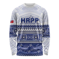 Personalised HRPP Samoa Siapo Long Sleeve Shirt Teuila Flowers Samoan Pattern LT14 Unisex White - Polynesian Pride