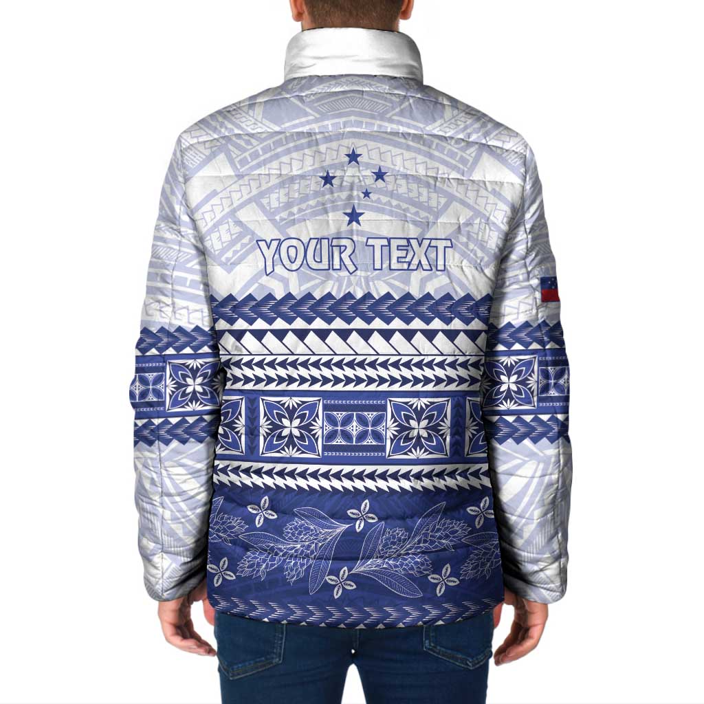 Personalised HRPP Samoa Siapo Padded Jacket Teuila Flowers Samoan Pattern LT14 - Polynesian Pride