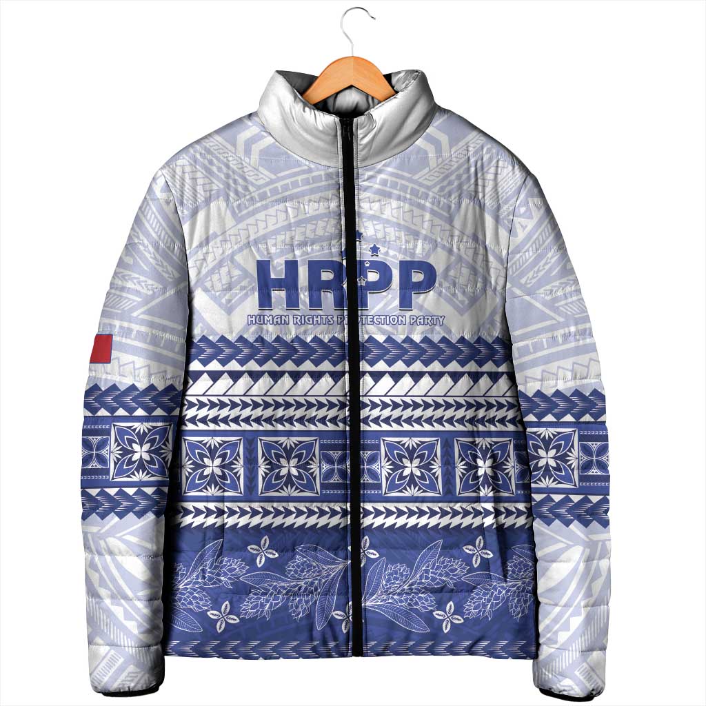 Personalised HRPP Samoa Siapo Padded Jacket Teuila Flowers Samoan Pattern LT14 - Polynesian Pride