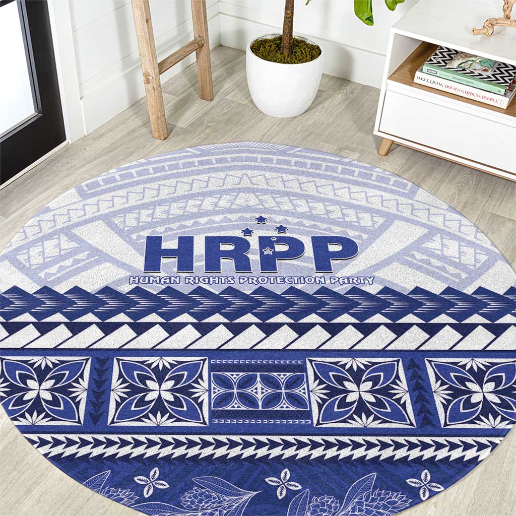 HRPP Samoa Siapo Round Carpet Teuila Flowers Samoan Pattern - Polynesian Pride