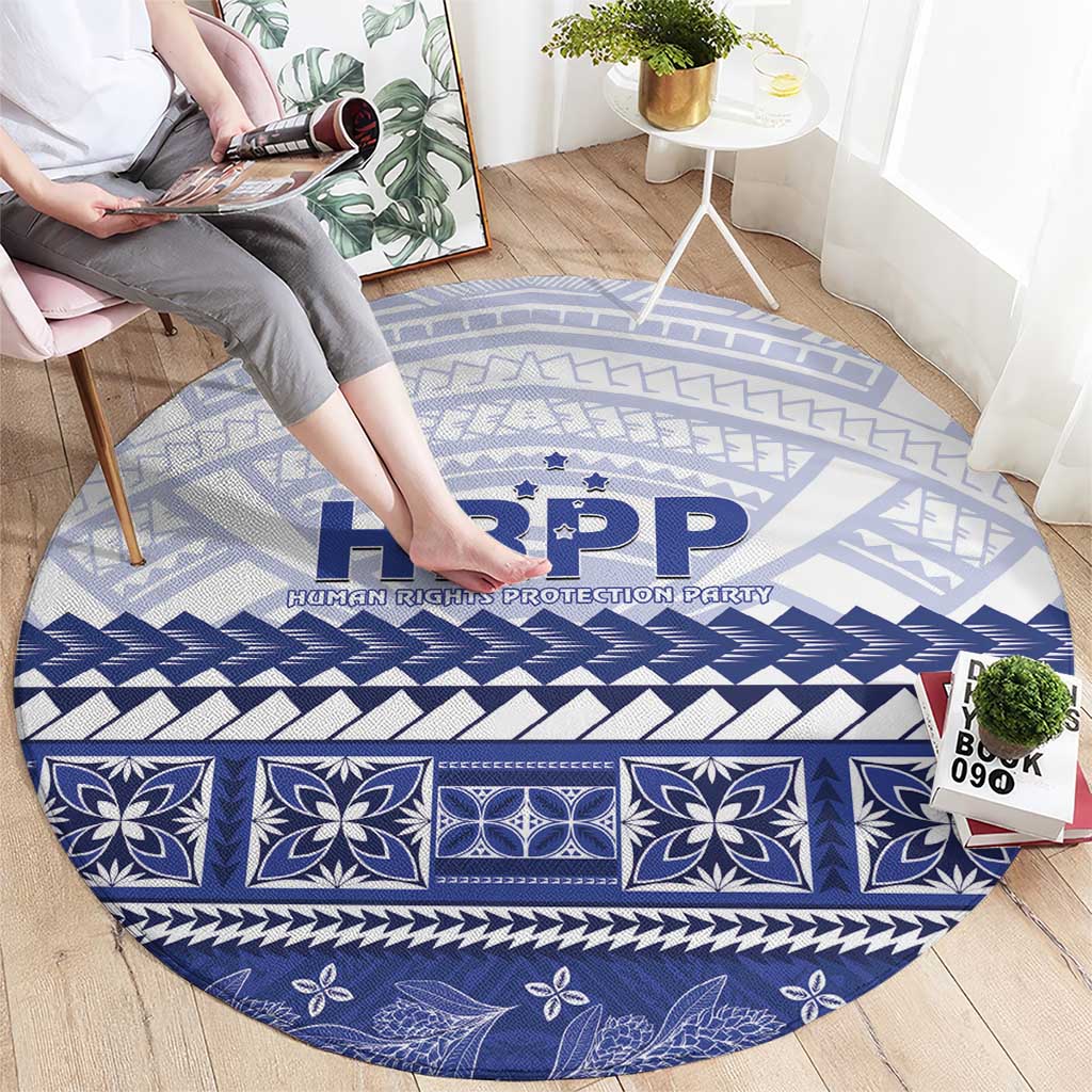 HRPP Samoa Siapo Round Carpet Teuila Flowers Samoan Pattern - Polynesian Pride