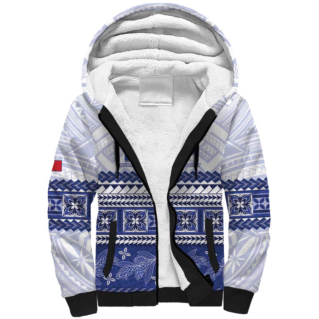 Personalised HRPP Samoa Siapo Sherpa Hoodie Teuila Flowers Samoan Pattern LT14 Unisex White - Polynesian Pride
