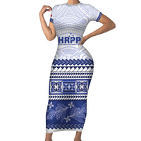 Personalised HRPP Samoa Siapo Short Sleeve Bodycon Dress Teuila Flowers Samoan Pattern - Polynesian Pride