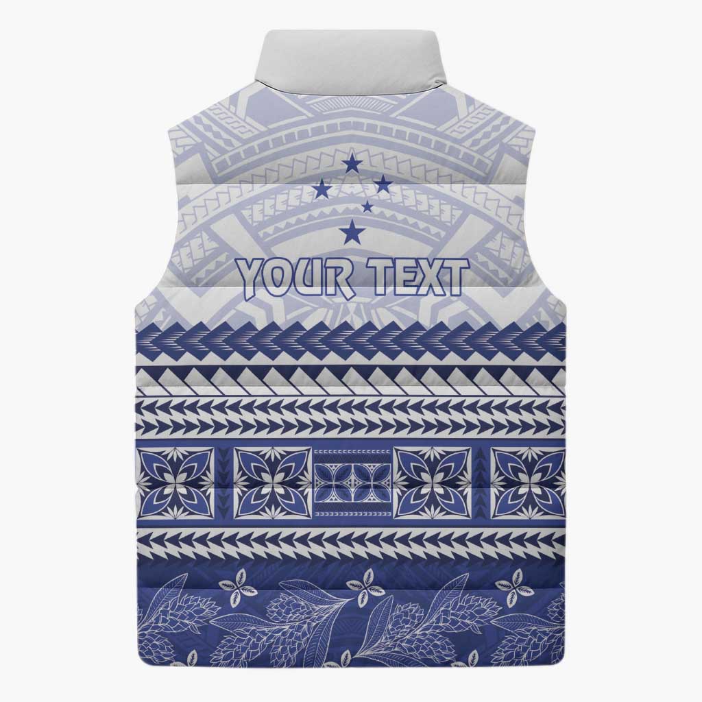 Personalised HRPP Samoa Siapo Sleeveless Puffer Jacket Teuila Flowers Samoan Pattern LT14 - Polynesian Pride