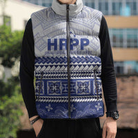 Personalised HRPP Samoa Siapo Sleeveless Puffer Jacket Teuila Flowers Samoan Pattern LT14 - Polynesian Pride