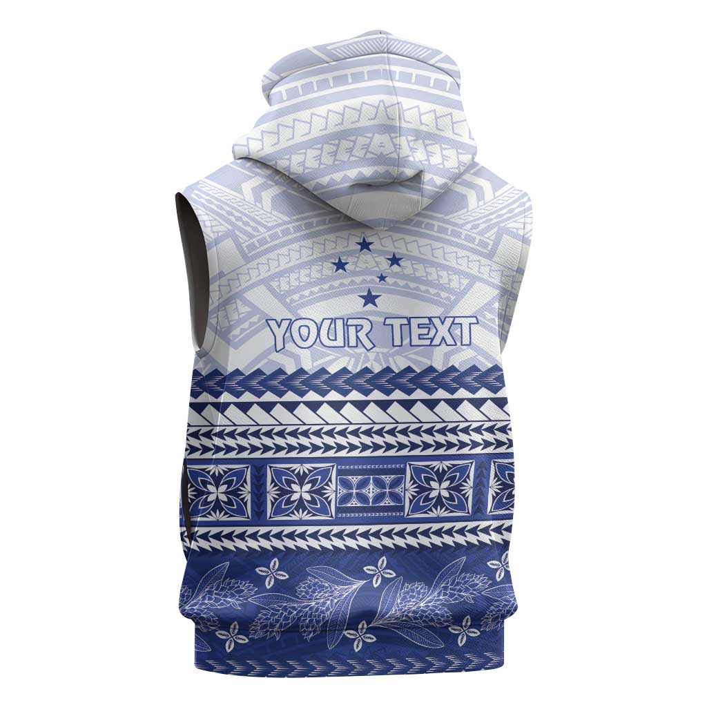 Personalised HRPP Samoa Siapo Sleeveless Zip Hoodie Teuila Flowers Samoan Pattern - Polynesian Pride