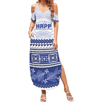 Personalised HRPP Samoa Siapo Summer Maxi Dress Teuila Flowers Samoan Pattern - Polynesian Pride