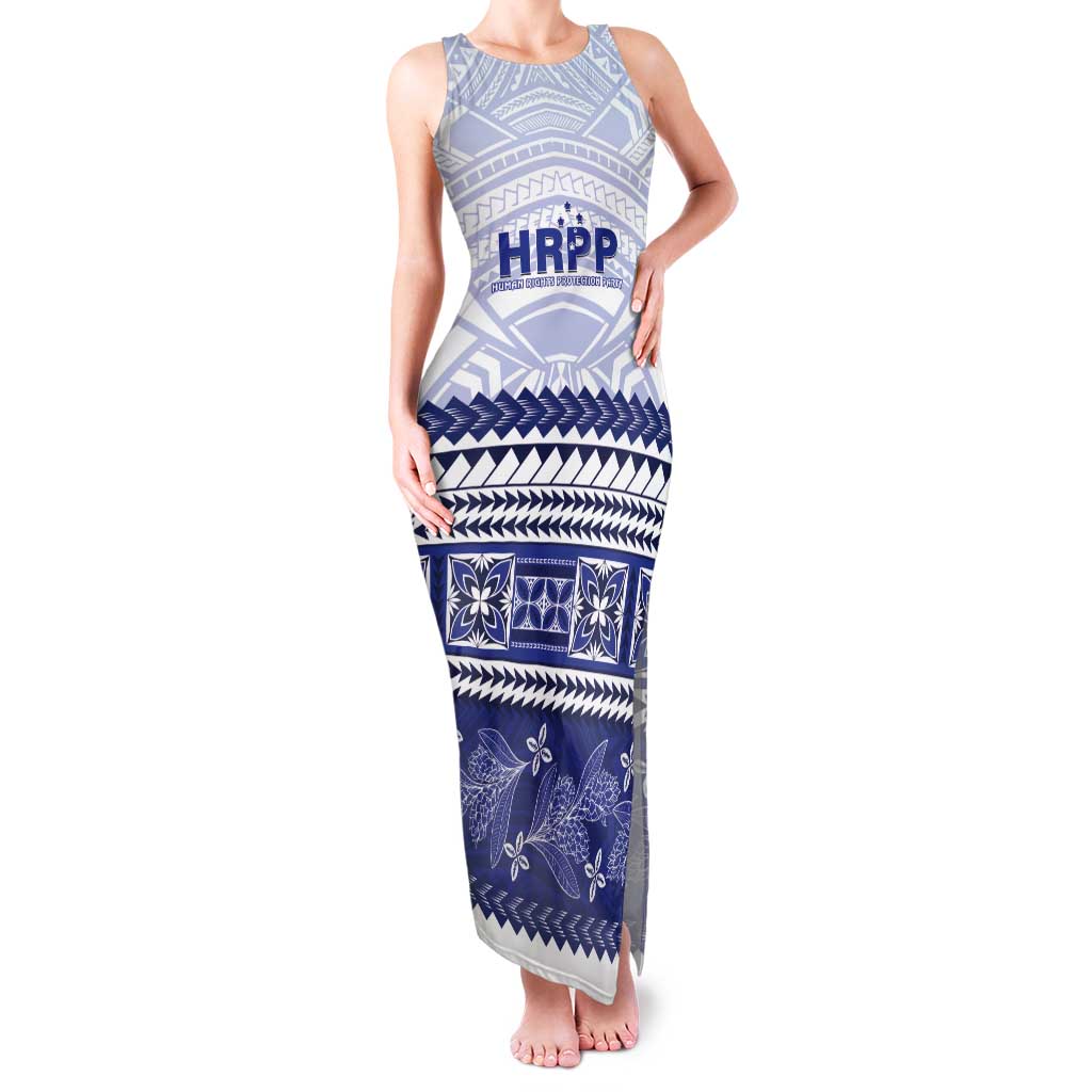 Personalised HRPP Samoa Siapo Tank Maxi Dress Teuila Flowers Samoan Pattern - Polynesian Pride