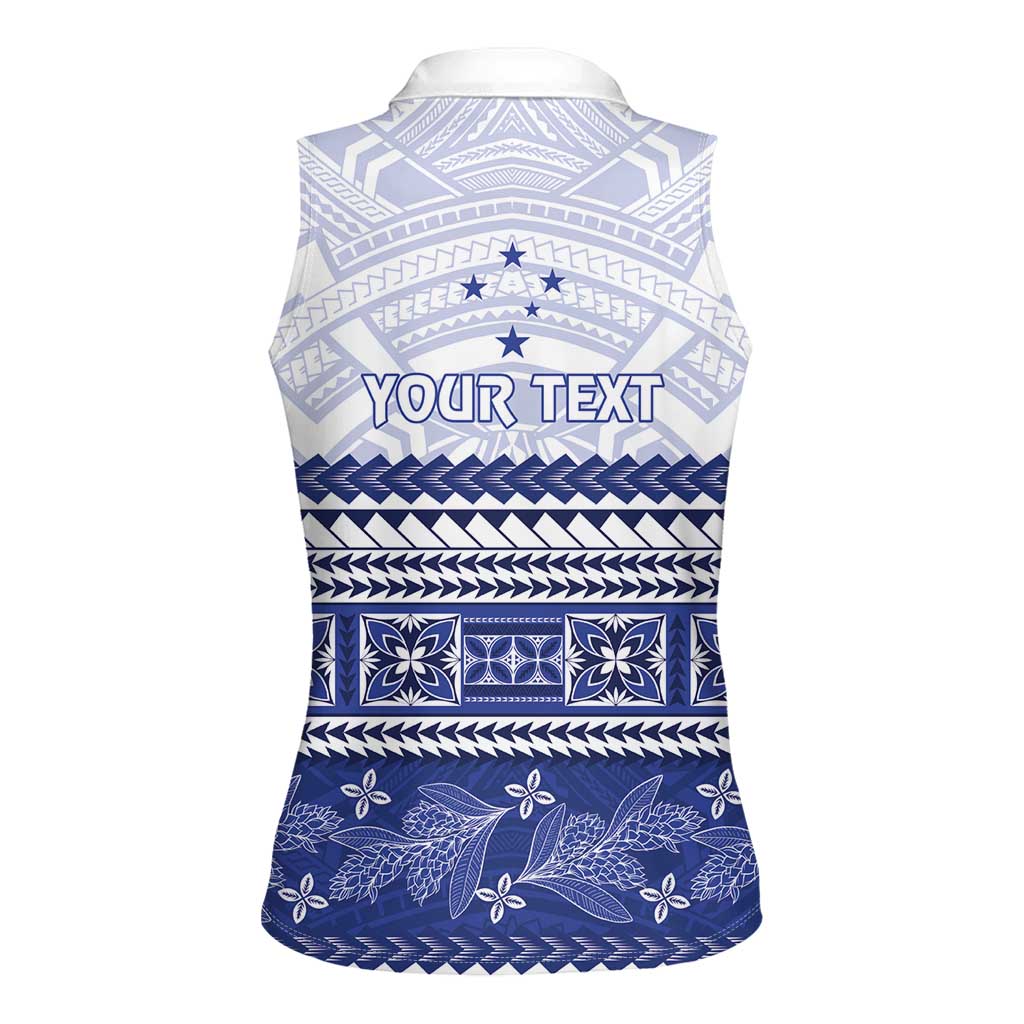 Personalised HRPP Samoa Siapo Women Sleeveless Polo Shirt Teuila Flowers Samoan Pattern LT14 - Polynesian Pride