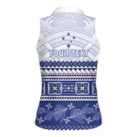 Personalised HRPP Samoa Siapo Women Sleeveless Polo Shirt Teuila Flowers Samoan Pattern LT14 - Polynesian Pride