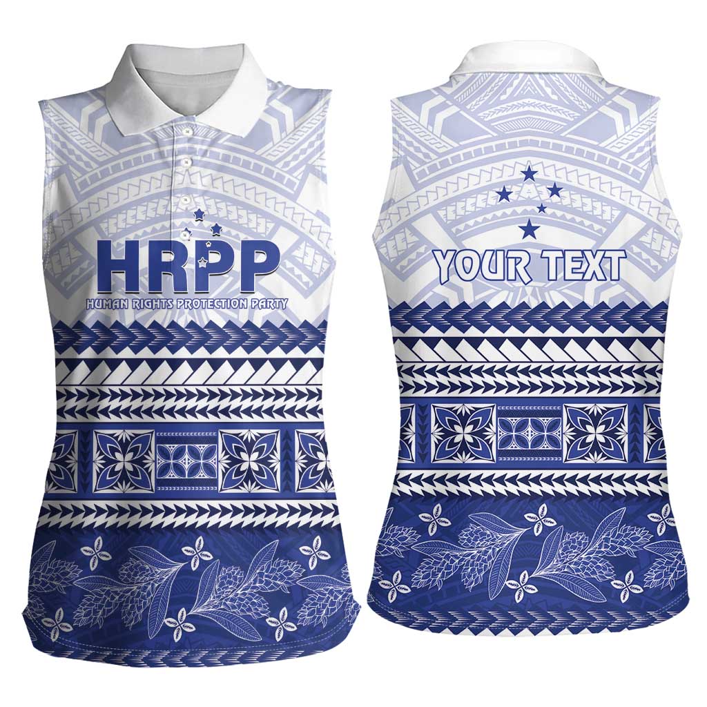 Personalised HRPP Samoa Siapo Women Sleeveless Polo Shirt Teuila Flowers Samoan Pattern LT14 - Polynesian Pride