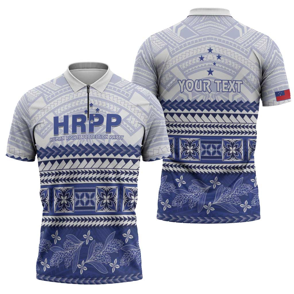 Personalised HRPP Samoa Siapo Zipper Polo Shirt Teuila Flowers Samoan Pattern LT14 - Polynesian Pride