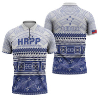 Personalised HRPP Samoa Siapo Zipper Polo Shirt Teuila Flowers Samoan Pattern LT14 - Polynesian Pride