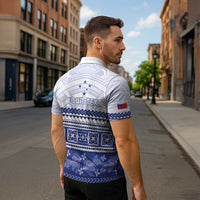 Personalised HRPP Samoa Siapo Zipper Polo Shirt Teuila Flowers Samoan Pattern LT14 - Polynesian Pride