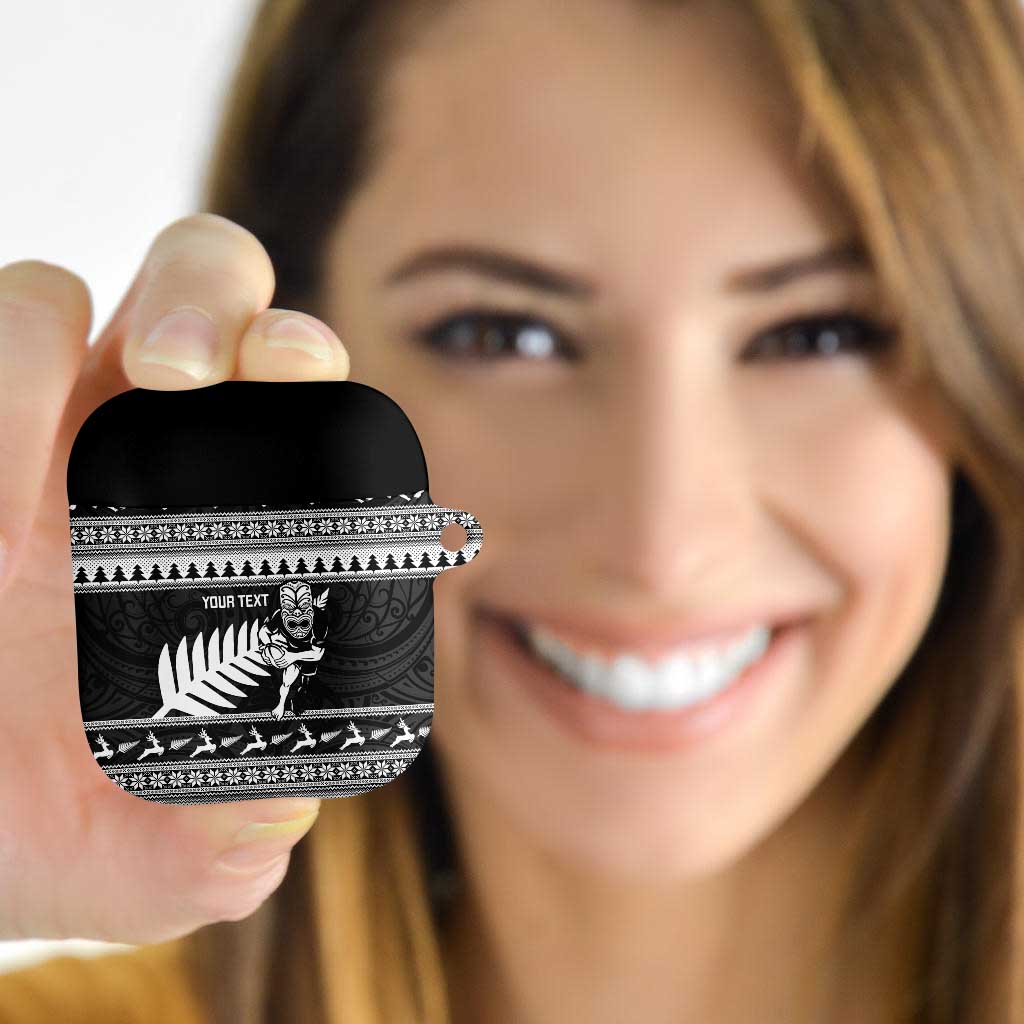 New Zealand Christmas Rugby Personalised AirPods Case Meri Kirihimete All Black Maori - Polynesian Pride