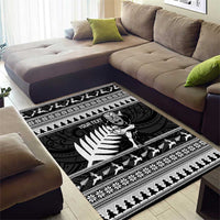 New Zealand Christmas Rugby Personalised Area Rug Meri Kirihimete All Black Maori - Polynesian Pride