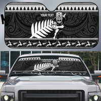 New Zealand Christmas Rugby Personalised Auto Sun Shade Meri Kirihimete All Black Maori - Polynesian Pride