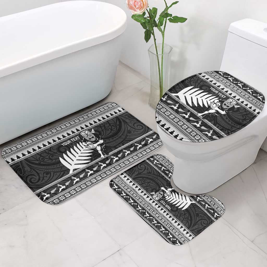 New Zealand Christmas Rugby Personalised Bathroom Set Meri Kirihimete All Black Maori - Polynesian Pride