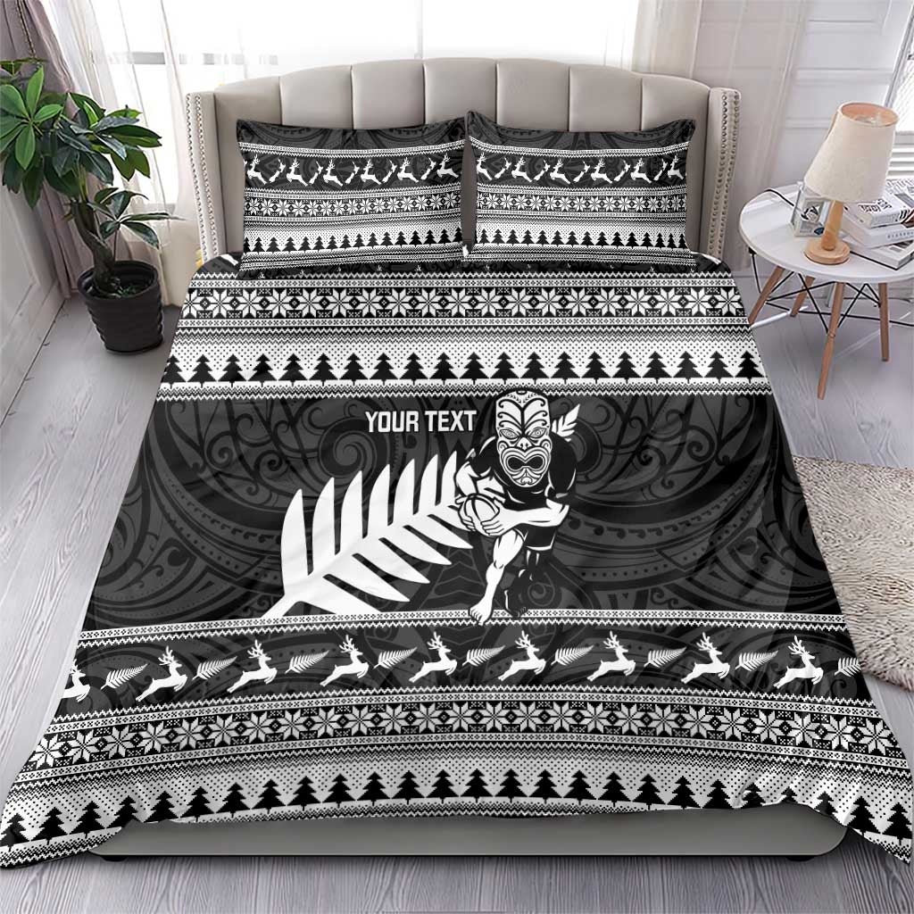 New Zealand Christmas Rugby Personalised Bedding Set Meri Kirihimete All Black Maori - Polynesian Pride
