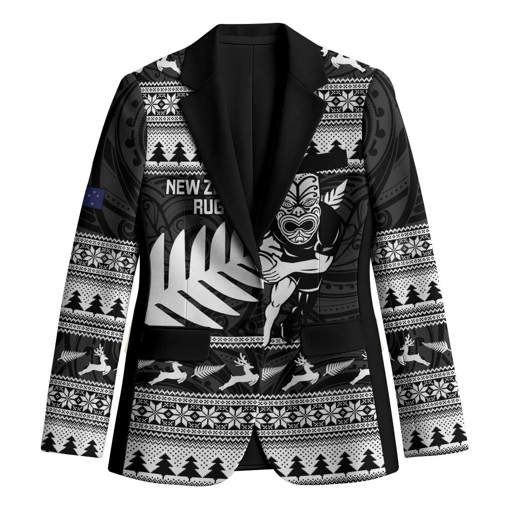 New Zealand Christmas Rugby Personalised Blazer Meri Kirihimete All Black Maori - Polynesian Pride
