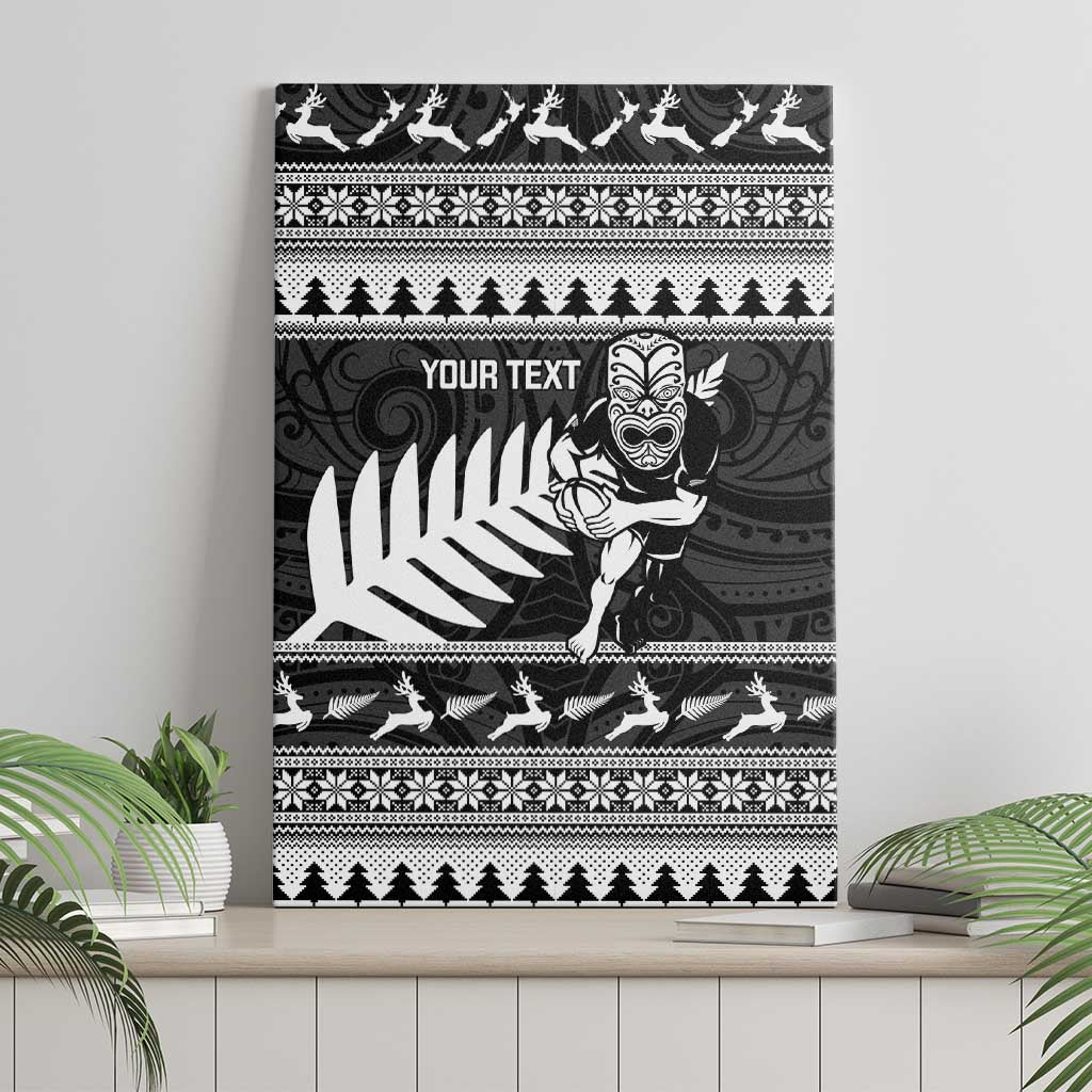 New Zealand Christmas Rugby Personalised Canvas Wall Art Meri Kirihimete All Black Maori - Polynesian Pride