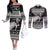 New Zealand Christmas Rugby Personalised Couples Matching Off The Shoulder Long Sleeve Dress and Long Sleeve Button Shirt Meri Kirihimete All Black Maori - Polynesian Pride