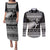 New Zealand Christmas Rugby Personalised Couples Matching Puletasi and Long Sleeve Button Shirt Meri Kirihimete All Black Maori - Polynesian Pride