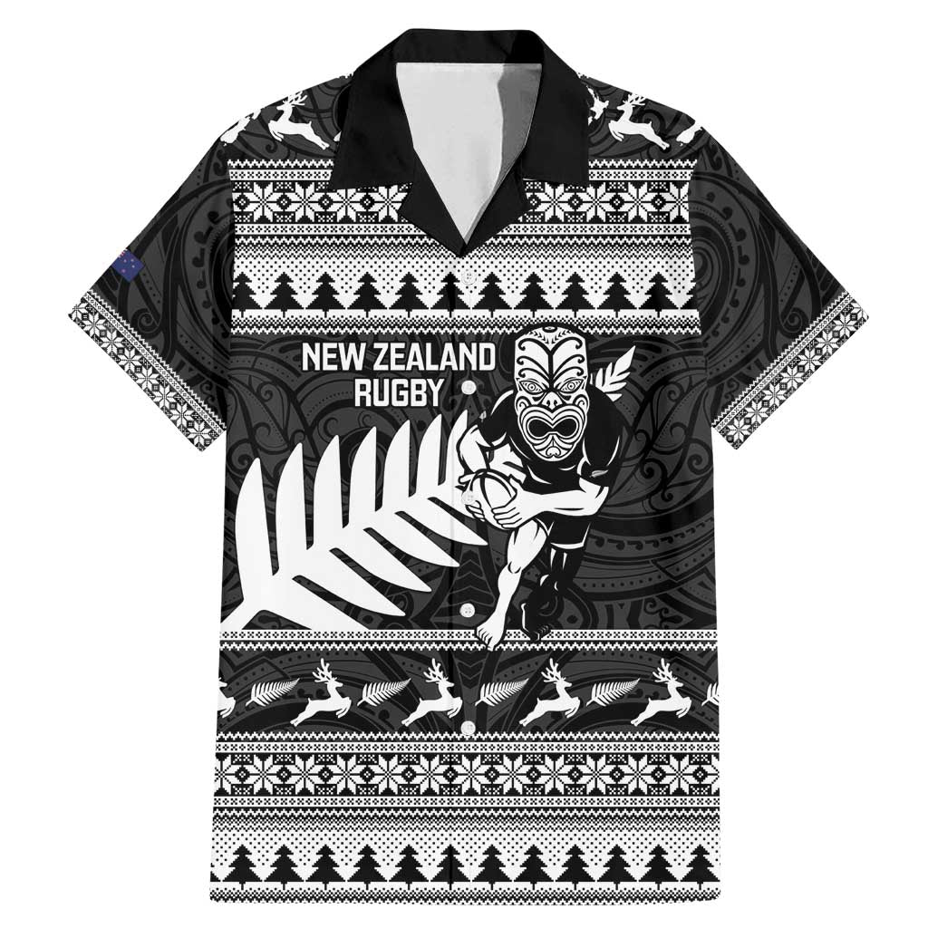 New Zealand Christmas Rugby Personalised Family Matching Mermaid Dress and Hawaiian Shirt Meri Kirihimete All Black Maori - Polynesian Pride
