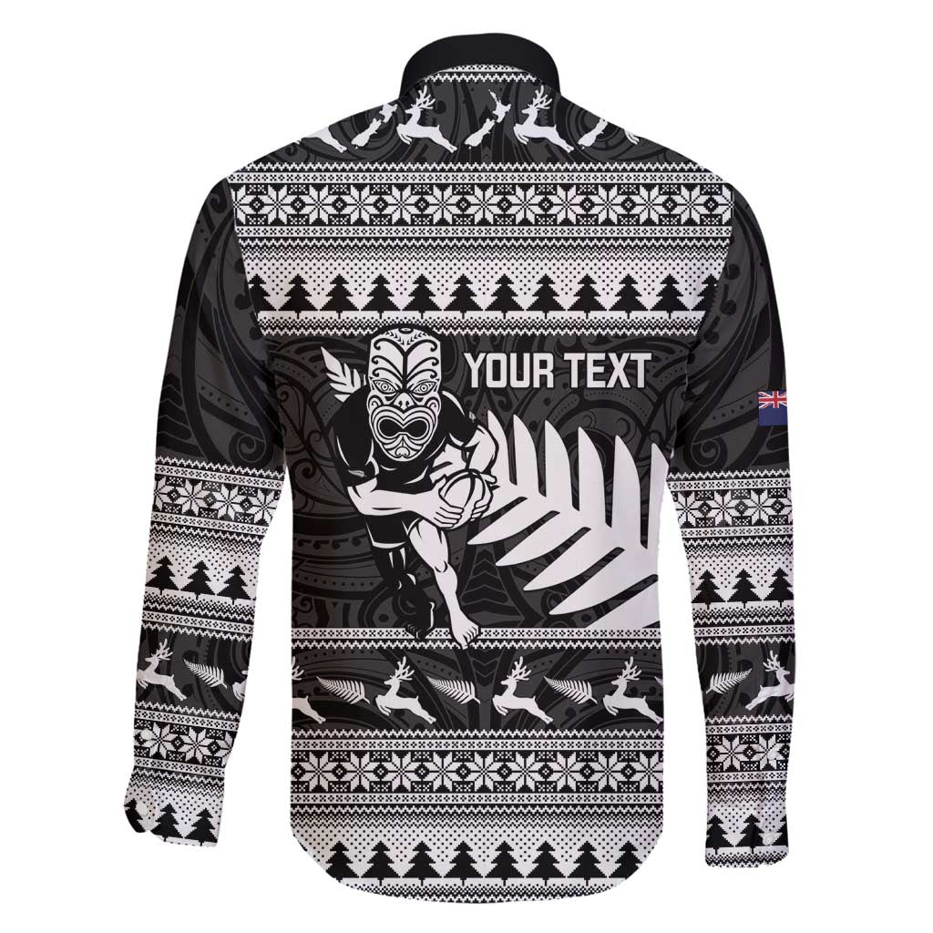 New Zealand Christmas Rugby Personalised Family Matching Off Shoulder Maxi Dress and Hawaiian Shirt Meri Kirihimete All Black Maori - Polynesian Pride