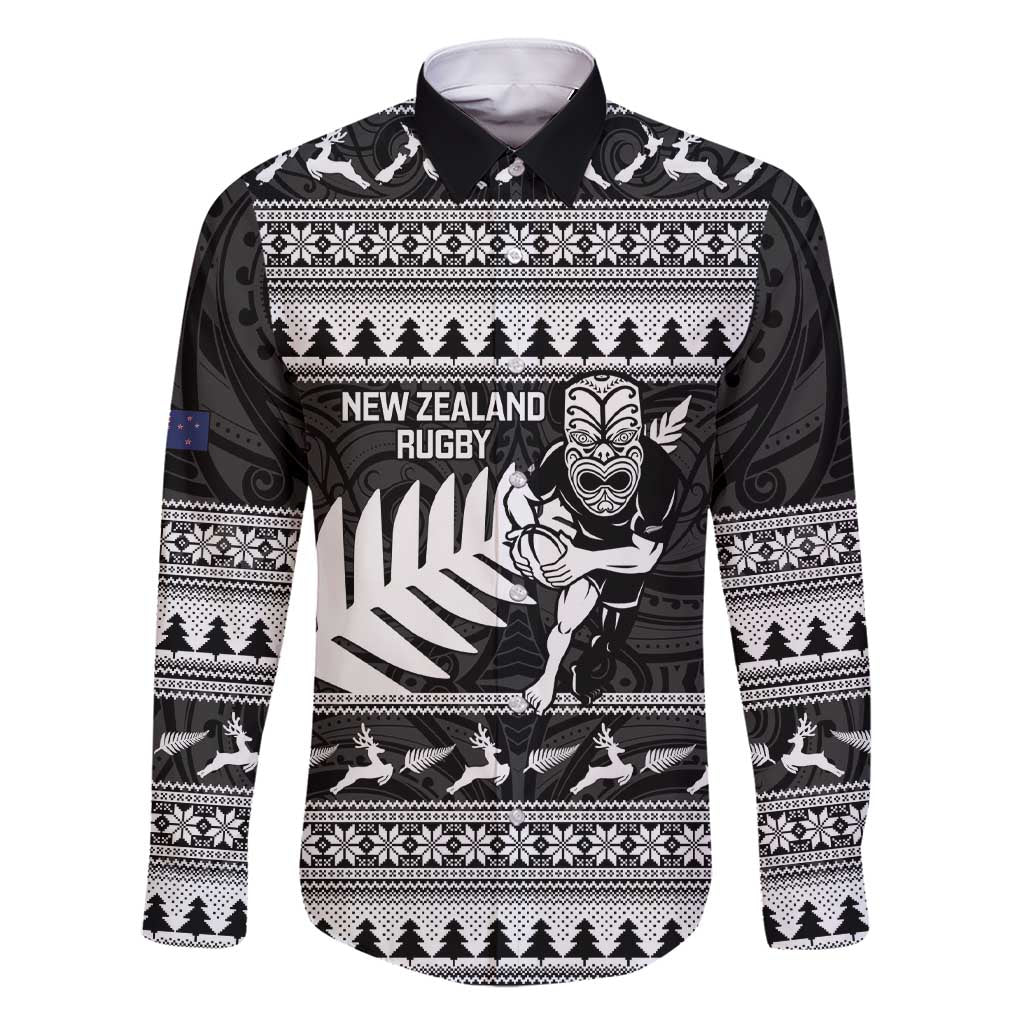 New Zealand Christmas Rugby Personalised Family Matching Short Sleeve Bodycon Dress and Hawaiian Shirt Meri Kirihimete All Black Maori - Polynesian Pride