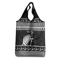 New Zealand Christmas Rugby Personalised Grocery Bag Meri Kirihimete All Black Maori - Polynesian Pride