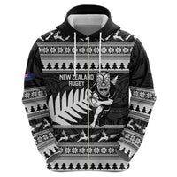 New Zealand Christmas Rugby Personalised Hoodie Meri Kirihimete All Black Maori - Polynesian Pride